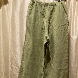 Flax Women's Green Linen Pants